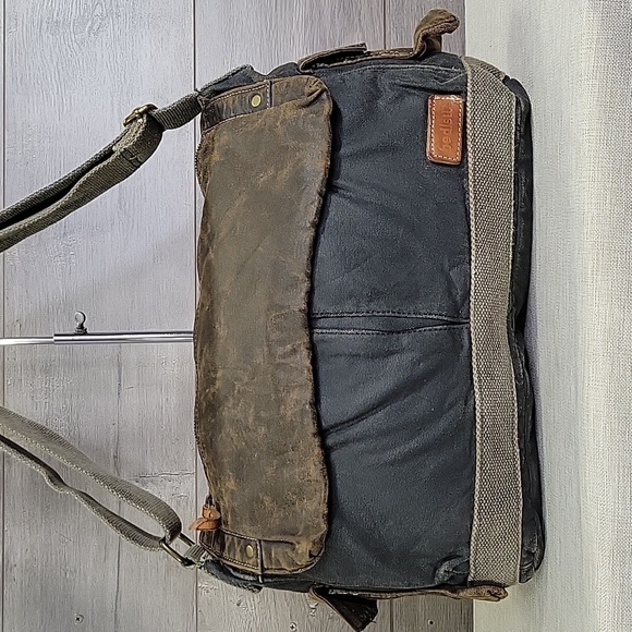 Bed Stu Waxed Canvas Leather Hawkeye Messenger Shoulder Bag - Picture 2 of 15